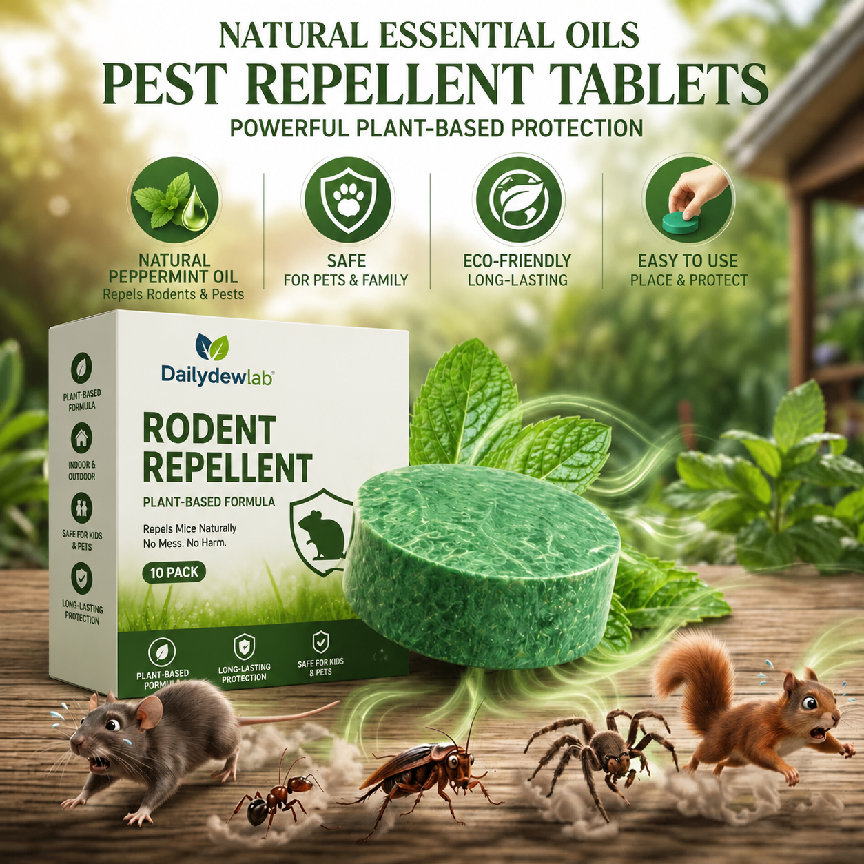🦟 50% OFF NOW!🔇 🟢 Natural Peppermint Rodent Repellent Tablets