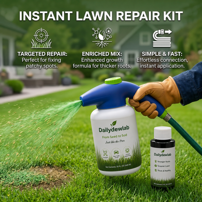 Easy Spray-On Grass Seed & Fertilizer Solution - Instantly Restore Thicker, Greener Lawns in Days