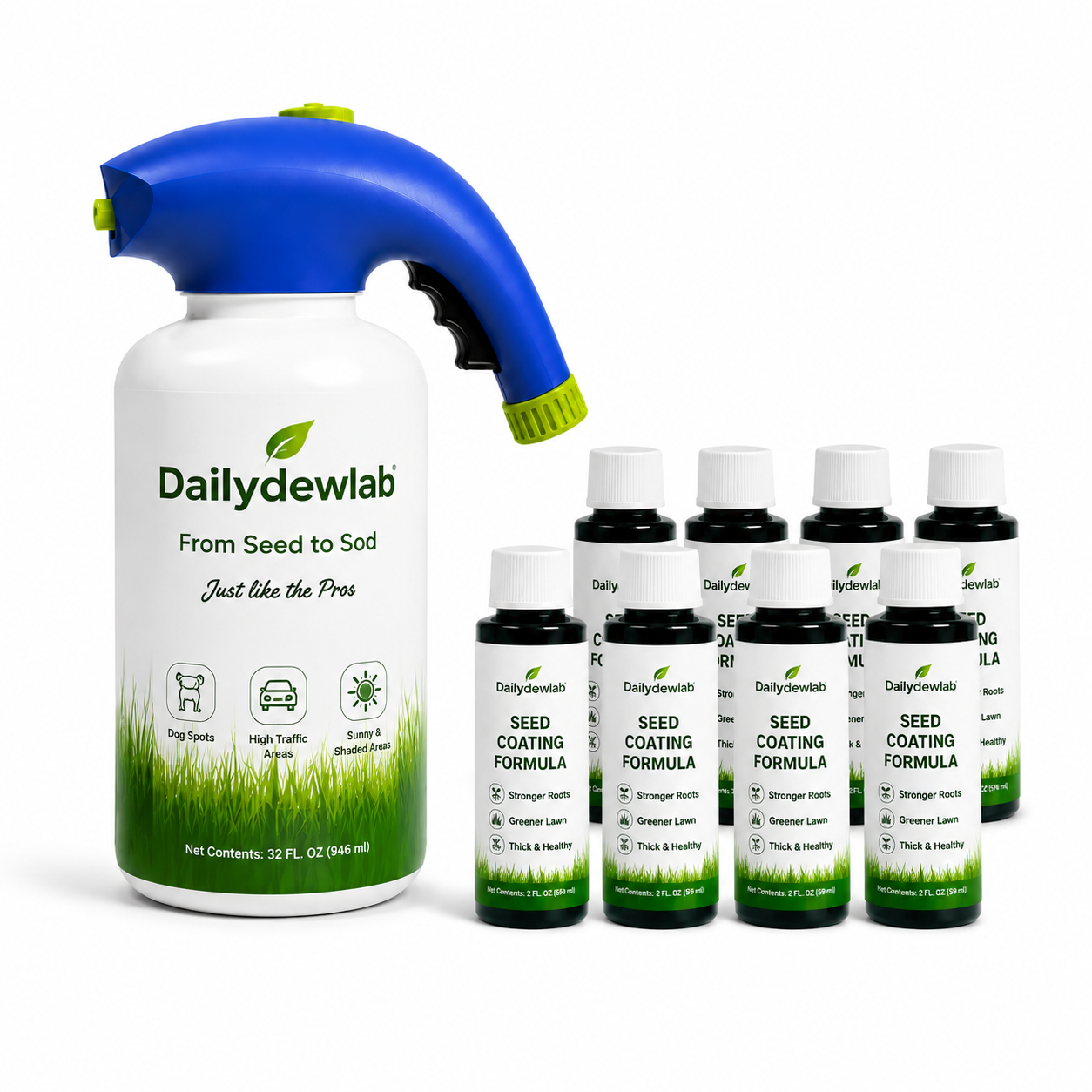 Easy Spray-On Grass Seed & Fertilizer Solution - Instantly Restore Thicker, Greener Lawns in Days