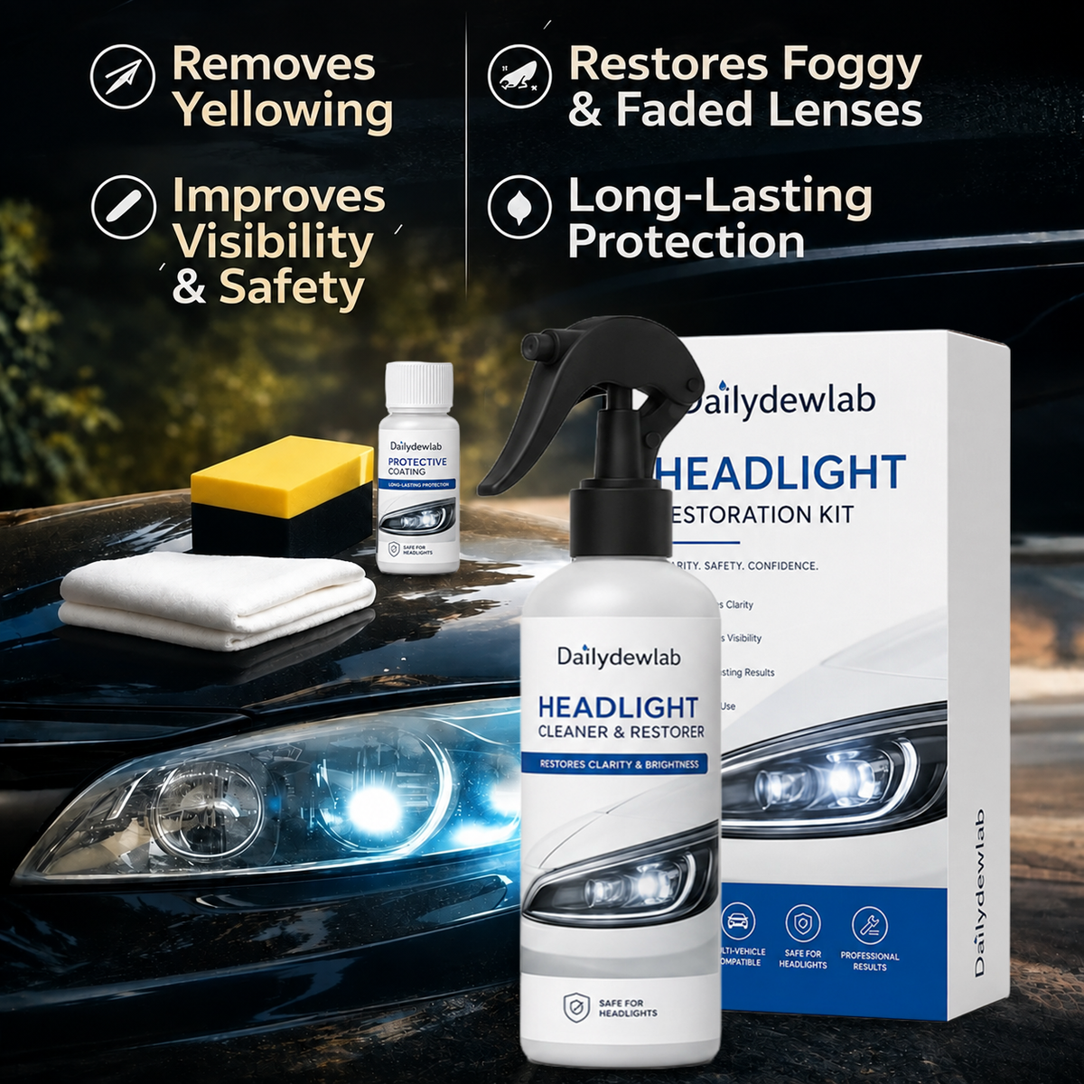 🚘 Automotive Headlamp Restoration Fluid New Lights. No Tools. Pure Clarity