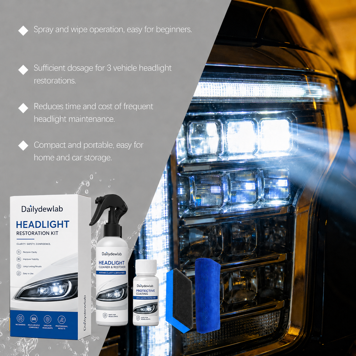 🚘 Automotive Headlamp Restoration Fluid New Lights. No Tools. Pure Clarity